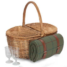Oval Double Steamed 2 Person Fitted Picnic Basket - £69.82 GBP