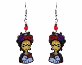 Frida Inspired Abstract Doll Mexican Artist Graphic Dangle Earrings - Wo... - £14.22 GBP