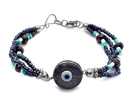 Mia Jewel Shop Evil Eye Crushed Stone Inlay Round Acrylic Cabochon Crystal Seed  - £12.04 GBP