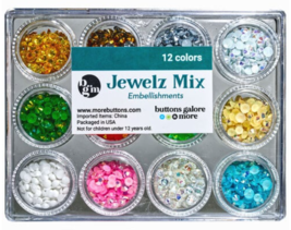 Jewelz Embellishments Flat Back Rhinestones Holiday Mix Buttons Galore 12 Colors