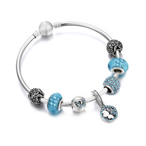 DIY Beads Rose Gold Crystal Bracelet&amp;Bangle Women Heart Bee Bead Charm Bracelets - £10.46 GBP