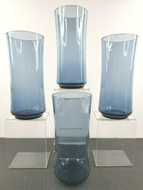 4 Libbey Bolero Blue Cooler Set Vintage 6 1/2&quot; Elegant Beveled Glass Tumbler Lot - £31.05 GBP