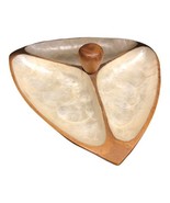 Vintage Acacia Wood &amp; Capiz Shell 3 Compartment Section Serving Bowl Tra... - $621.83 MXN