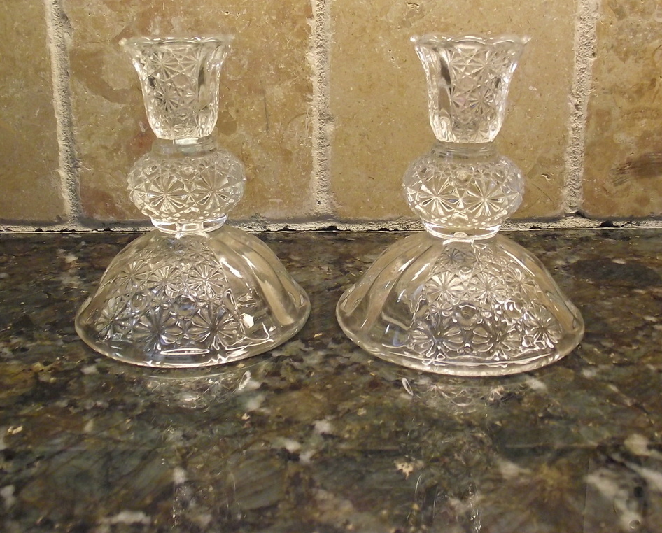 Set Of Fenton Art Glass Co. Daisey And Button Candlesticks - $9.75