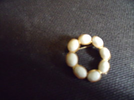 Pin - White Scarab Look Circle Pin on Goldtone - $20.00