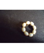 Pin - White Scarab Look Circle Pin on Goldtone - £15.63 GBP