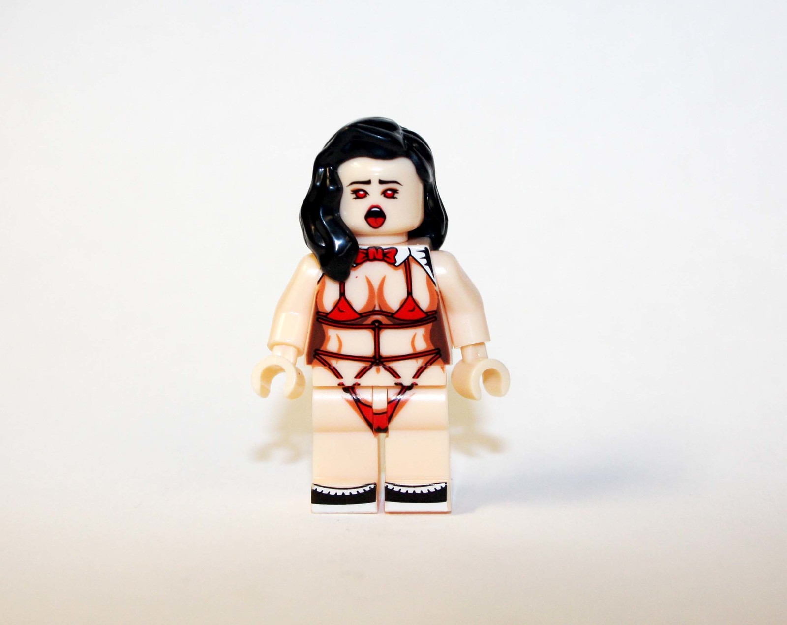 Girl In Red Bikini Woman Black Hair Dancer Custom Minifigures - $8.35