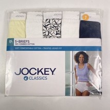 Jockey Classics 5 Pack Briefs 100% Combed Cotton Women&#39;s Sz 7 Multicolor New - £23.38 GBP