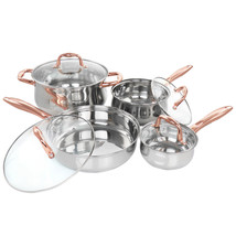 Gibson Home Bransonville 8 Piece Stainless Steel Cookware Set in Chrome and B... - $73.27