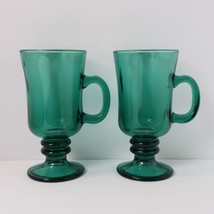 Vintage Libbey Green Glass 10 oz. Irish Pedestal Coffee Mug Cup - $25.20