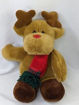 Commonwealth Reindeer Deer Plush 14 Inch Christmas Scarf Stuffed Animal Toy - £12.08 GBP