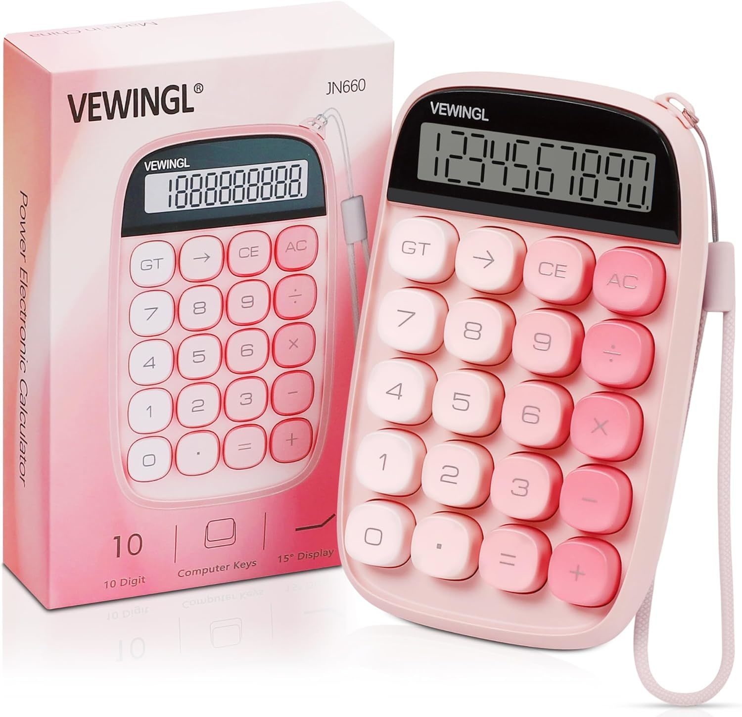 Mechanical Switch Calculator, Adorable Pink Calculator With A 10-Digit L... - $26.97