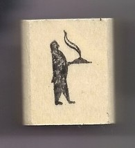 Waiter searving hot platter of food steaming rubber stamp very small silouette  - £6.06 GBP
