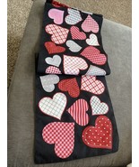 Nicole Miller Valentines Table Runner 14&quot; X 48&quot; Black Red Hearts Embroid... - £22.51 GBP