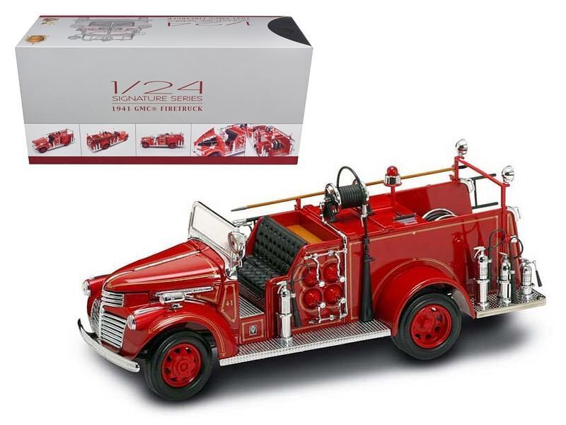 Primary image for 1941 GMC Fire Engine Red with Accessories 1/24 Diecast Model Car by Road Signat