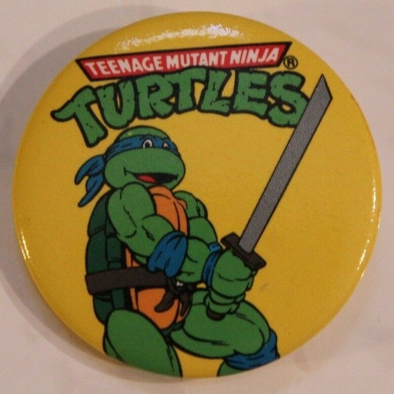 Vintage Teenage Mutant Ninja Turtles  Leonardo with sword Pinback Button - $3.95