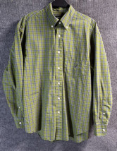 VTG Nautica Shirt Mens Large Green Plaid 80&#39;s Two Ply Cotton Long Sleeve Cotton - £16.97 GBP