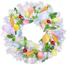 Easter Bunny Spring Wreath Decorations with 20 LED Lights Easter Door Wreath - £7.39 GBP