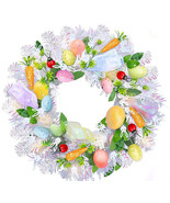 Easter Bunny Spring Wreath Decorations with 20 LED Lights Easter Door Wr... - £7.49 GBP
