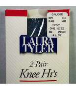  2 Pairs Caldor Laura Tyler Navy Knee Hi&#39;s Stockings Hosiery 8-1/2-11 Sa... - £3.97 GBP