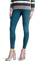 VINCE Skinny Ankle Zip Stretch Suede Leather Pants Teal Leggings $945, S... - $173.24