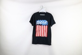 Vintage DARE Mens Small Distressed Spell Out Drug Resistance Flag T-Shirt Black - £23.32 GBP