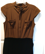Ann Taylor Blouson Sheath Dress Size 8 Career Color Block Brown Black Vi... - $24.91 CAD