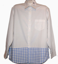120% Men&#39;s Gray Blue Plaids Cotton Italy Soft Shirt Size L NEW $180 - $55.71