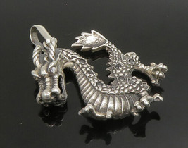 925 Silver - Vintage Cubic Zirconia Eyes Heavy Large Dragon Pendant - PT19110 - £146.00 GBP