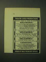 1948 Theatre Guild Productions Advertisement - Oklahoma! and Carousel - £14.78 GBP