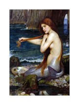 A Mermaid Poster 12x18 inches John William Waterhouse 1900 Mermaids  - £19.66 GBP