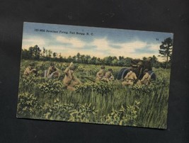 Vintage Postcard Linen Howitzer Fort Bragg NC Army Linen Unused Military  - $5.99