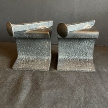 2 Vintage Heavy Cast Iron Anvil Railroad &amp; Rail Spike Book Ends or Door Stops - £34.69 GBP