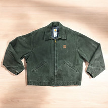 Vintage Carhartt Detroit Jacket J146 MOS Size 2XL Moss Green Coat Worn Patina  - $467.11