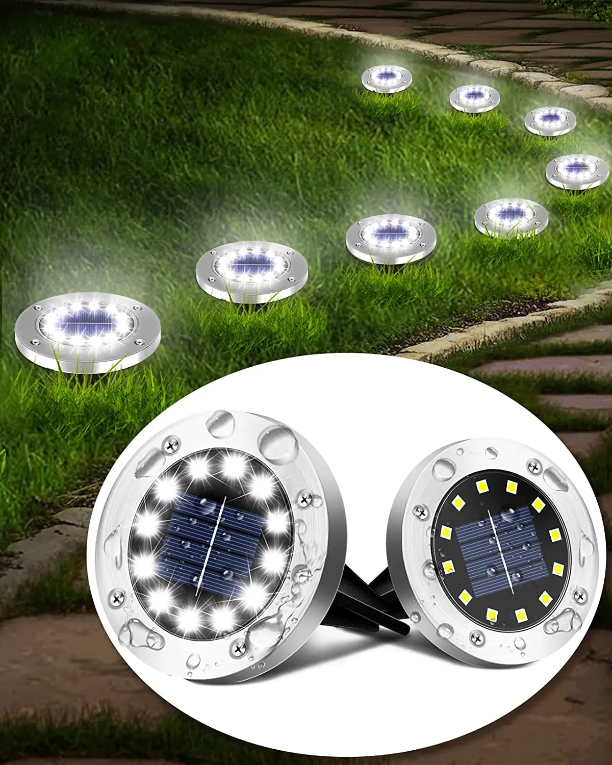 12 LED Waterproof Garden Lights Outdoor Bright Ground Solar Panel Lights... - $228.02