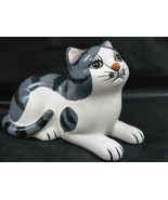 Royal Orleans Designer Cat Kitty 1985 Lying Ceramic Figurine Green Eyes - £19.50 GBP