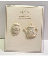 Lenox Watering Can and Egg Pin Set Fine Ivory China 24 Karat Gold Hand D... - $8.81