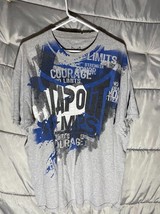 Tap Out MPS Grey TShirt Blue Black White Front Graphics Courage Strength... - $19.35