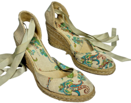 Tommy Hilfiger womens strappy ankle tie wedge espadrille sandals size 7.5M - $41.80