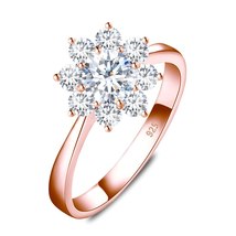 Sunflower 1 Carat Moissanite Diamond Ring Cocktail Sterling Silver 925 Wedding P - £59.48 GBP