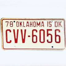 1978 United States Oklahoma Oklahoma is OK Passenger License Plate CVV-6056 - £14.50 GBP