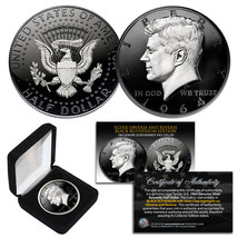 1964 BU Silver JFK Half Dollar 2-Sided BLACK RUTHENIUM &amp; Silver Detail w... - $39.95