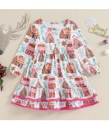 NEW Gingerbread House Christmas Girls Long Sleeve Ruffle Dress - $11.99