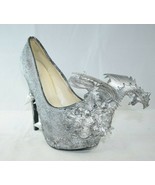 Gothic Silver Dragon Spiked 6&quot; High Heels (Sz 8-8.5) Handmade Original A... - £150.25 GBP