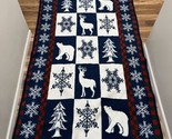 Vintage Hi Pile San Marcos Holiday Christmas Throw Blanket Bears Snowfla... - £60.74 GBP