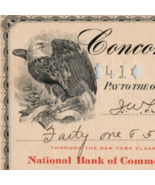 1913 Concord Banking Co Check Patriotic Eagle - $352.44 MXN
