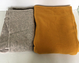 Fleece fabric remnant lot 2 large pieces gray and gold colors sewing material - £15.78 GBP