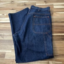 Vintage JC Penney Big Mac Men’s Orange Thread Dark Wash Carpenter Jeans 34x29 - £55.31 GBP