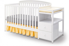 Convertible Baby Crib Changer Changing Table Drawers Shelf White Toddler Daybed - £265.16 GBP