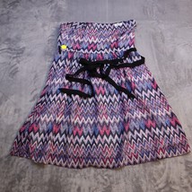 Ya Los Angeles Strapless Mini Short Dress Colorful Chevron Casual Womens L - £23.80 GBP